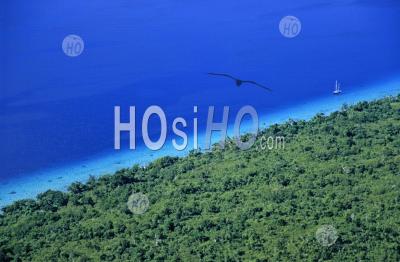 Lush Coast And Blue Waters Of The Sea Surrounding Mosso Island, Vanuatu. - Aerial Photography