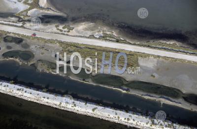 Camargue Road Through The Salt Marshes - Aerial Photography