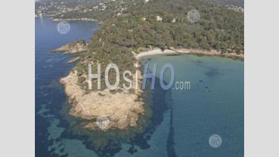 Beach And Layet Cape, Lavandou, Seen By Drone - Aerial Photography