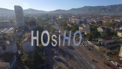 Obelisk Mazargues From Boulevard Michelet In Marseille - Video Drone Footage