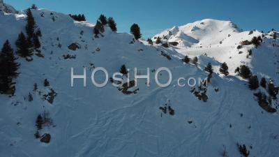 Arcs 2000 At Winter Season And Sunny Weather - Video Drone Footage