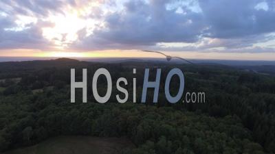 Sunset In Woods, Correze - Video Drone Footage