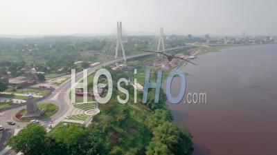 Bridge And Road La Corniche In Brazzaville, Video Drone Footage