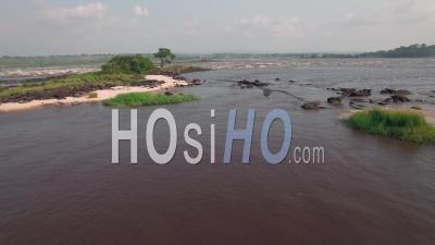 The Congo And The Island Of Lovers In Brazzaville, Video Drone Footage