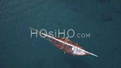 Vintage Classic Wooden Sail Boat - Video Drone Footage