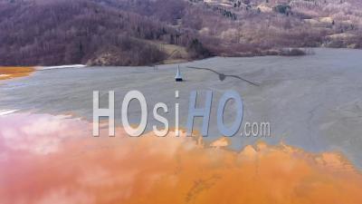 Water Pollution By Toxic Waste From Mining, Romania - Video Drone Footage 