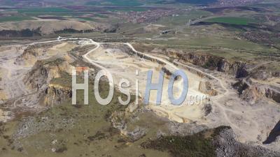 Video Drone Footage Of A Limestone Quarry, Open Pit Mine