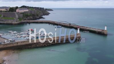 Le Palais Harbor By Drone, Belle Ile, Brittany, France - Video Drone Footage