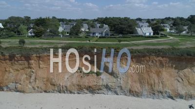 Aerial View Of The Mine D'or Beach In Penestin, Morbihan, France - Video Drone Footage