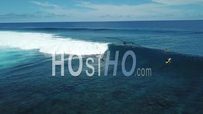 Surfers On Ocean, Mentawai Islands, Indonesia - Video Drone Footage