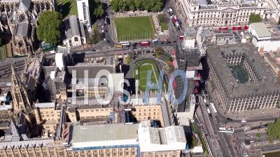 Houses Of Parliament And Westminster Abbey, London, Filmed By Helicopter