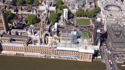 Houses Of Parliament And Westminster Abbey, London, Filmed By Helicopter