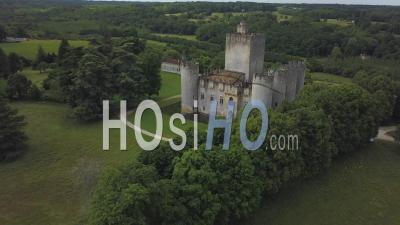 Old Medieval Castle Of Roquetaillade, Video Drone Footage