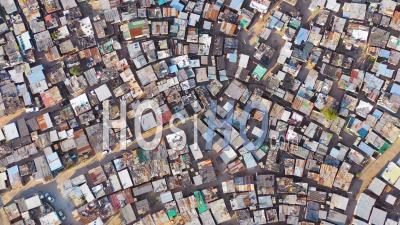 Straight Down Circular High Aerial View Above Ramshackle Township Of Gugulethu, One Of The Poverty Stricken Slums, Ghetto, Or Townships Of South Africa - Video Drone Footage