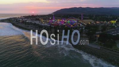Aerial View Of A Large County Fair And Fair Grounds At Sunset , With Ferris Wheel, Ventura County Fair - Video Drone Footage