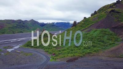 Aerial View Of The Majestic Deep Inspiring Canyon Of Stakkholtsgja Near Thorsmork, Iceland - Video Drone Footage