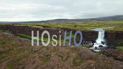 Aerial View Of The Mid Atlantic Ridge Running Through Thingvellir, Iceland - Video Drone Footage