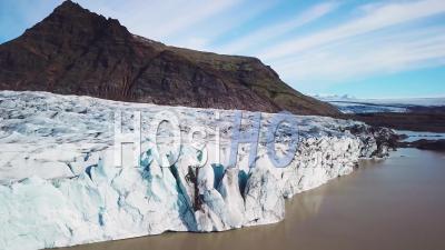 Aerial View Of The Vatnajokull Glacier At Fjallsarlon, Iceland, Suggests Global Warming And Climate Change - Video Drone Footage