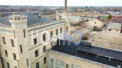 Aerial View Of The Derelict And Abandoned Joliet Prison Or Jail, A Historic Site Since Construction In The 1880s - Video Drone Footage