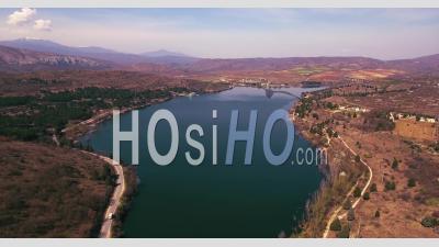 Aerial View Of Above Lake Mladost In Macedonia - Video Drone Footage