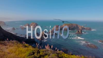 A Beautiful Aerial View Of The Shore Reveals The Coastline Of Big Sur In Central California - Video Drone Footage