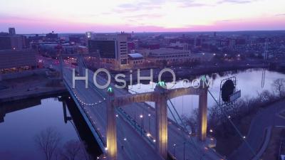 Aerial View Of Downtown Minneapolis, Minnesota At Night - Video Drone Footage