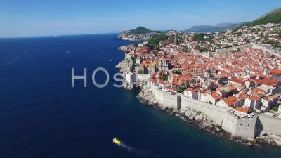 Aerial View Over The Old City Of Dubrovnik, Croatia - Video Drone Footage