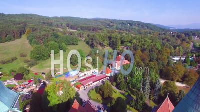 Aerial View Over The Rooftops Of The Romantic Bojnice Castle In Slovakia - Video Drone Footage