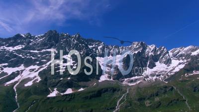 The Group Of Mountains Forming Mount Cervino (matterhorn) In The Italian Alps - Video Drone Footage