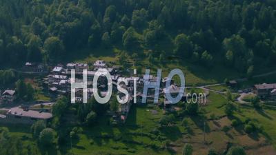 A Typical Village Of The Region Of Aosta Valley In The Italian Alps - Video Drone Footage
