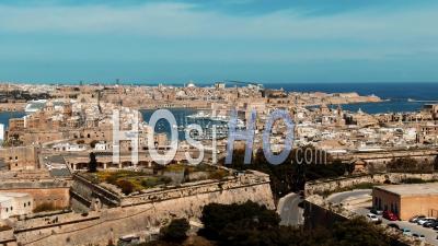 The Towns Of Vittoriosa And Valletta And The Entrance Of The Grand Harbour In Malta - Video Drone Footage