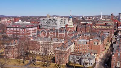 Aerial View Over The Harvard University Campus And Kennedy School - Video Drone Footage