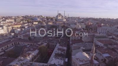 Aerial View Of Istanbul Turkey Old City Skyline With Mosques - Video Drone Footage