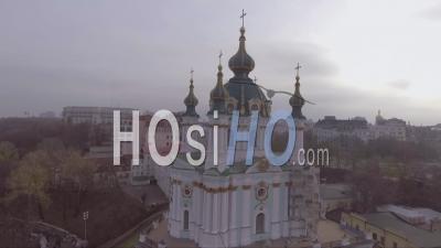 Aerial View Around A Russian Orthodox Style Church In Kiev, Ukraine - Video Drone Footage