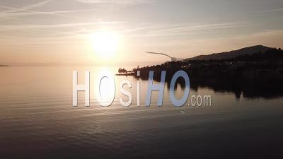  Lake Geneva At Sunset - Video Drone Footage