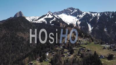 Alpin Peaks Over Swiss Riviera - Video Drone Footage