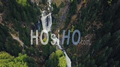 Waterfall Of Cirque De Saint Meme Filmed By Drone