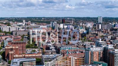 Establishing Aerial View Of Leeds, Leeds Skyline, England, United Kingdom - Video Drone Footage