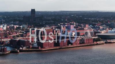 Establishing Aerial View Of Liverpool, Royal Albert Dock, United Kingdom - Video Drone Footage