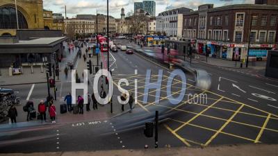 A Busy Crossroad By King's Cross Station In London