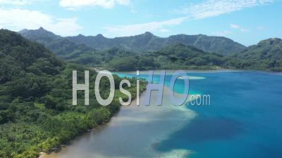 Aerial View Of The Bay Of Bourayne In French Polynesia - Video Drone Footage