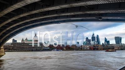 The Skyline Of The City Of London And St Paul Cathedral Framed By Blackfriars Bridge