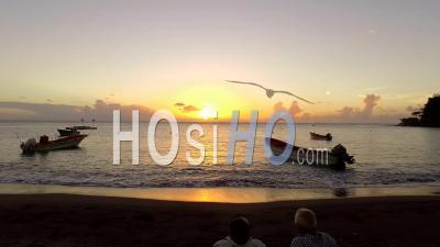 Sunset Over The Caribbean Sea, Martinique - Video Drone Footage