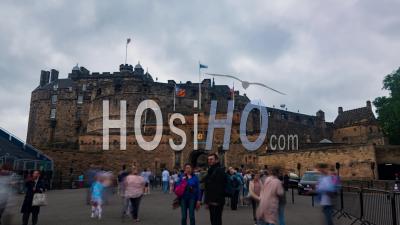 The Entrance Of Edinburgh Castle In A Foggy Day
