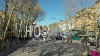 Aix-En-Provence Cours Mirabeau Avenue - Video Drone Footage