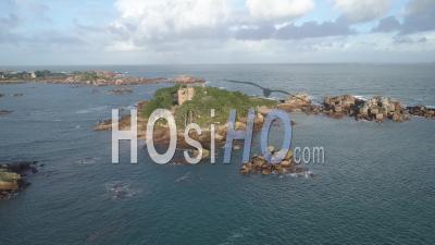 Costaeres Castle In Ploumanac'h - Cote De Granit Rose - Video Drone Footage