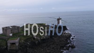Aerial View Of Kermorvan Lighthouse, Near Brest, Brittany, France - Video Drone Footage
