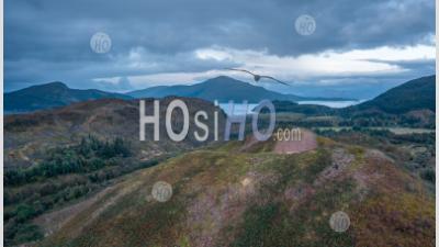 Aerial Panoramic View Over Scottish Highlands At Early Autumn - Drone Point Of View - Photographie Aérienne
