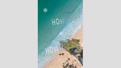 Aerial Top Down View Over Sandy Beach In Scotland - Drone Point Of View - Photographie Aérienne