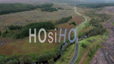Scenic Road In The Northwest Highlands Of Scotland At Autumn - Video Drone Footage